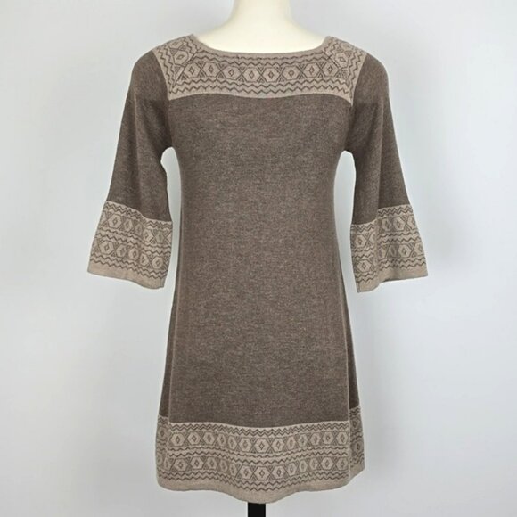 Temptation Women's Dress Cream Taupe Jacquard Knit Acrylic Wool Blend Size S - Picture 3 of 15